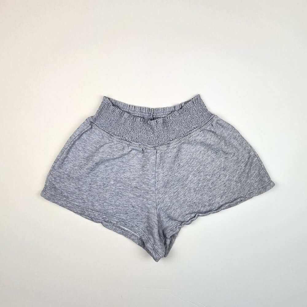 Beyond Yoga Heather Gray Pima Cotton French Terry Elastic Waist Shorts sz M